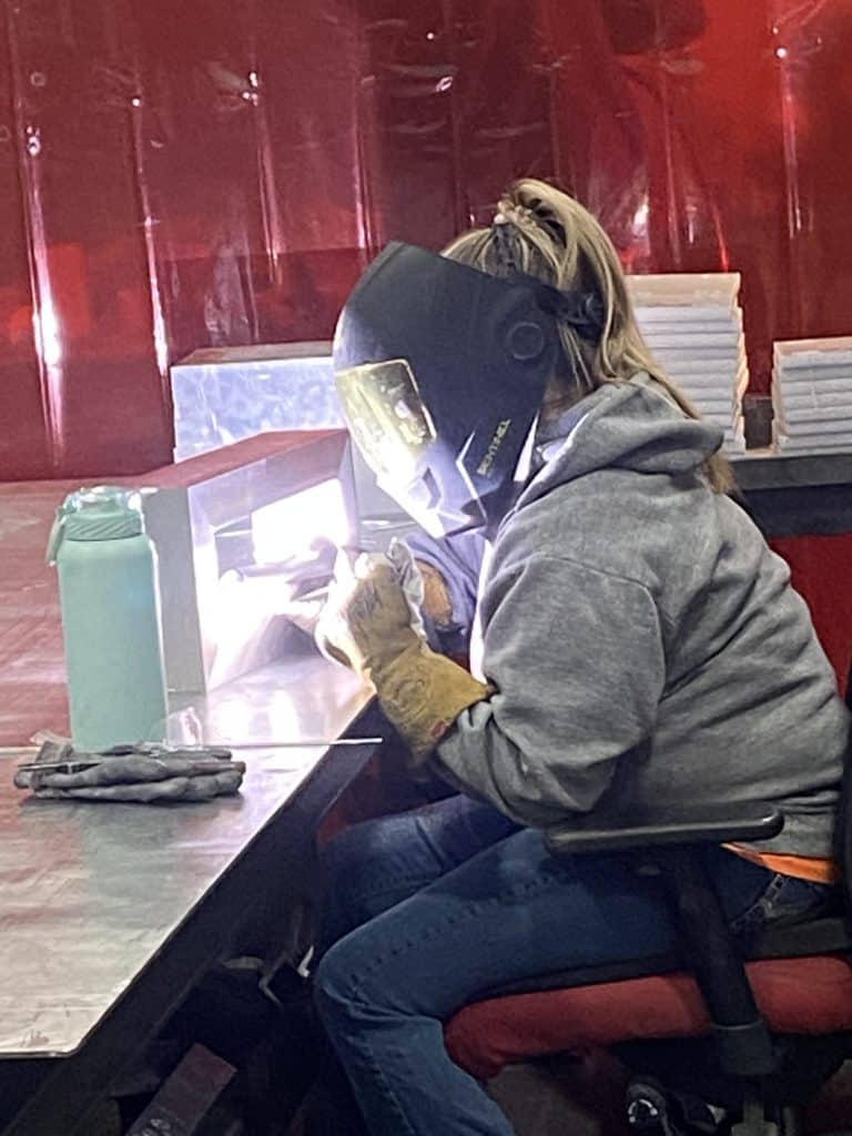 Local 20 member Tori Barth welding.