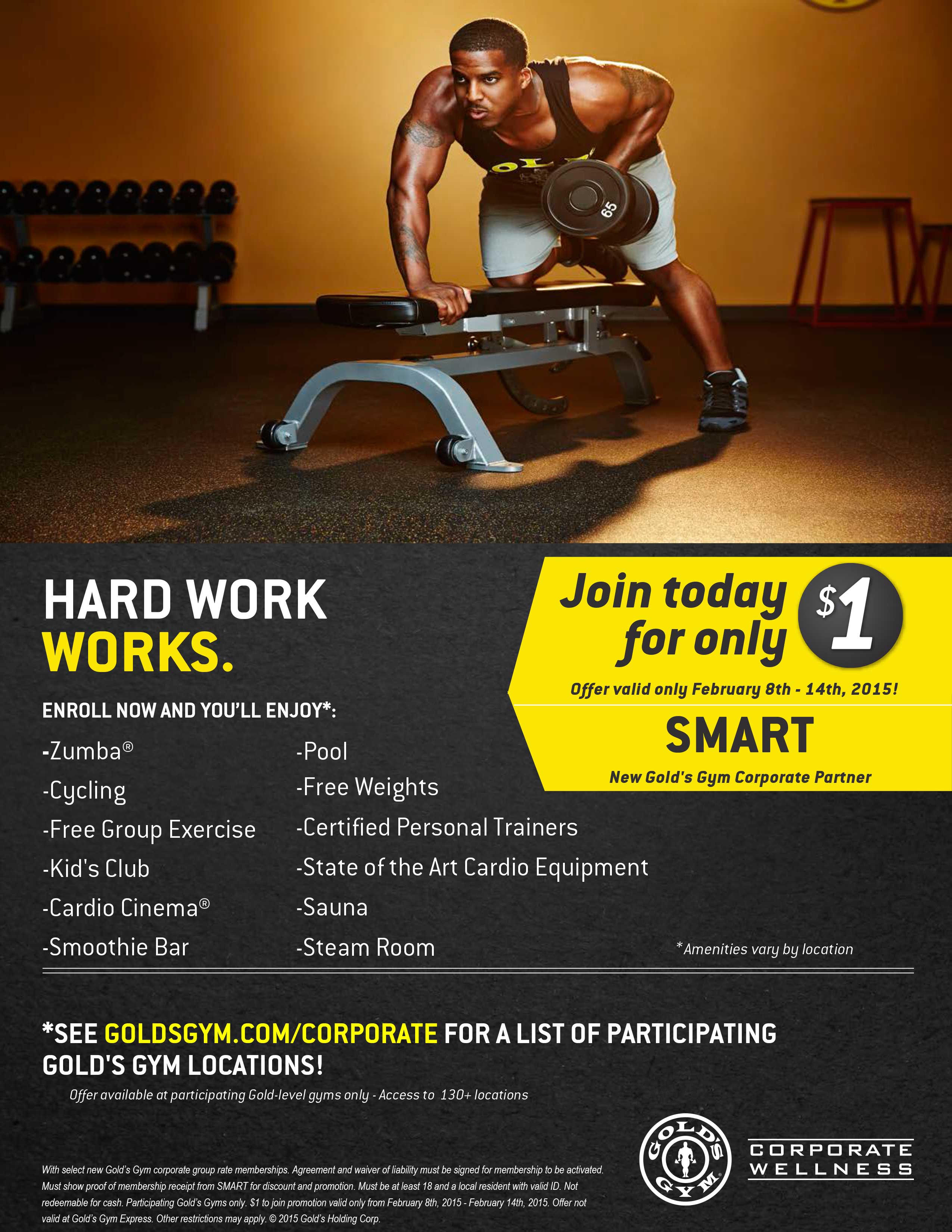 SMART Members Get 10 Percent Off Gold s Gym Memberships SMART Union