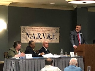 SMART Transportation Division National Legislative Director John Risch addresses the NARVRE biennial convention May 21 in Iowa.