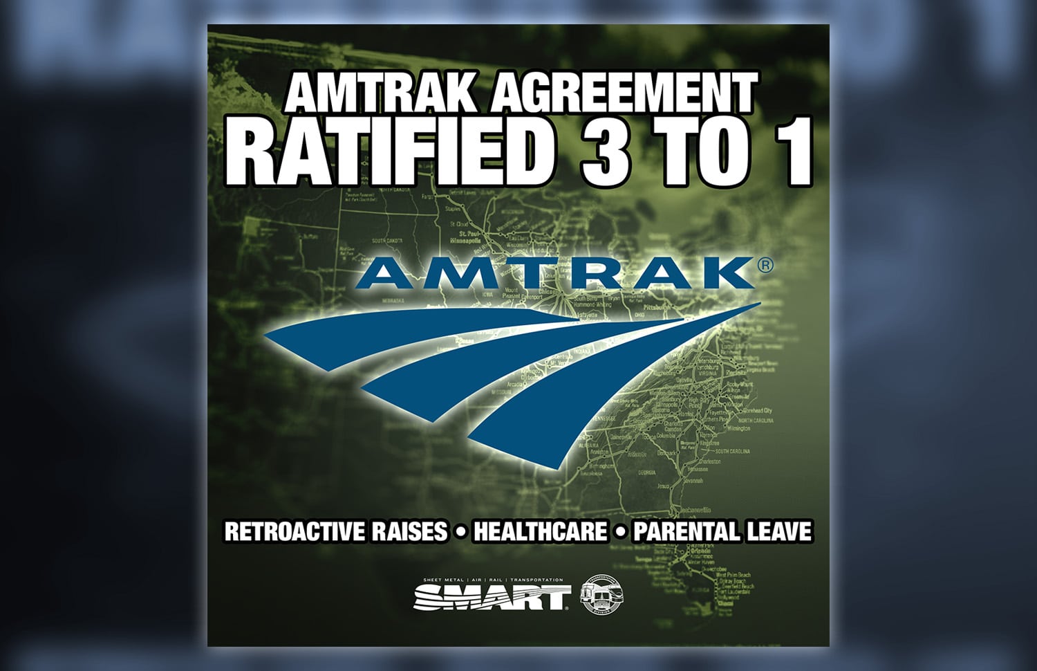 Amtrak agreement ratified by 3to1 margin SMART Union